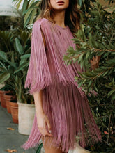 Load image into Gallery viewer, Fashion Elegant Tassel Solid Color Mini Dress
