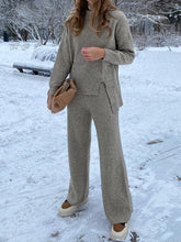 Load image into Gallery viewer, High Collar Irregular Hem Knitting Two-Piece Suit
