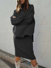 Load image into Gallery viewer, Fashion Turtleneck Knitted Sweater Skirt Solid Color Two-piece Suit
