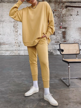 Load image into Gallery viewer, Pure Color Round Neck Loose Long-sleeved Sweatshirt Two-piece Suit
