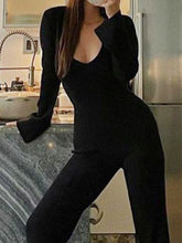 Load image into Gallery viewer, Women'S Fashion Solid Color Heart-Shaped Collar Split Knit Suit

