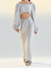 Load image into Gallery viewer, Fashion Solid Color Puff Sleeve Square Neck Two-Piece Suit
