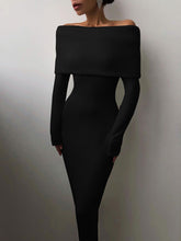 Load image into Gallery viewer, Fashion Solid Color One-Shoulder Slim Sweater Dress
