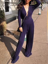 Load image into Gallery viewer, Sexy Deep V-neck Slim Solid Color Knitted Jumpsuit
