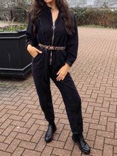 Load image into Gallery viewer, Fashion Zipper Solid Color High Waist Jumpsuit with Pockets

