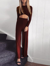 Load image into Gallery viewer, Fashion Sexy Tops Loose Trousers Solid Color Two-piece Suit
