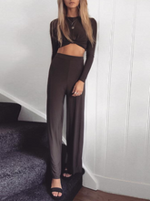 Load image into Gallery viewer, Fashion Sexy Tops Loose Trousers Solid Color Two-piece Suit
