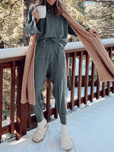 Load image into Gallery viewer, Solid Color Round Neck Casual Knitted Loose Two-piece Suit
