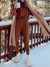 Load image into Gallery viewer, Solid Color Round Neck Casual Knitted Loose Two-piece Suit
