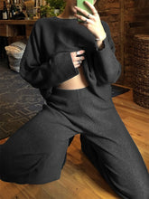 Load image into Gallery viewer, Simple Round Neck Casual Knitted Solid Color Two-piece Suit
