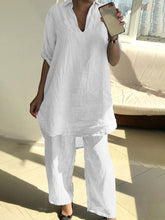 Load image into Gallery viewer, Cotton And Linen Solid Color Comfortable V-Neck Women&#39;S Suit
