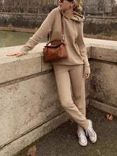 Load image into Gallery viewer, Knitted Hooded Pocket Hoodie Two-Piece Suit
