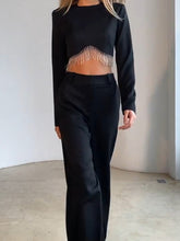 Load image into Gallery viewer, Fashion Solid Color Round Neck Tassel Design Casual Suit
