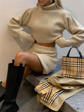 Load image into Gallery viewer, Fashion High Collar Solid Color Women'S Knitted Suit
