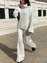Load image into Gallery viewer, Turtleneck Sweater and Silk Pants Two-Piece Suit
