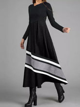 Load image into Gallery viewer, Splicing Stripe Printing Maxi Dress
