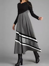 Load image into Gallery viewer, Splicing Stripe Printing Maxi Dress
