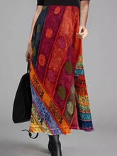 Load image into Gallery viewer, Fashion Retro Print Color Matching Long Sleeve High Waist Dress
