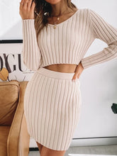 Load image into Gallery viewer, Cosy Knitting Long Sleeve Skirt Suit
