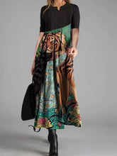 Load image into Gallery viewer, Casual Mid-Sleeve Loose Ethnic Print Dress
