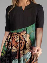 Load image into Gallery viewer, Casual Mid-Sleeve Loose Ethnic Print Dress
