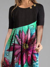 Load image into Gallery viewer, Fashion Retro Print Round Neck Sleeve Casual Dress

