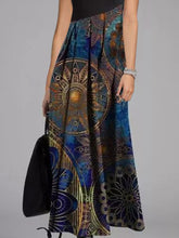 Load image into Gallery viewer, Vintage Print Long V-Neck A-Line Casual Dress
