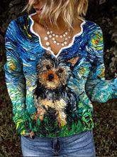 Load image into Gallery viewer, Women'S Casual V-Neck Printed Long-Sleeved T-Shirt
