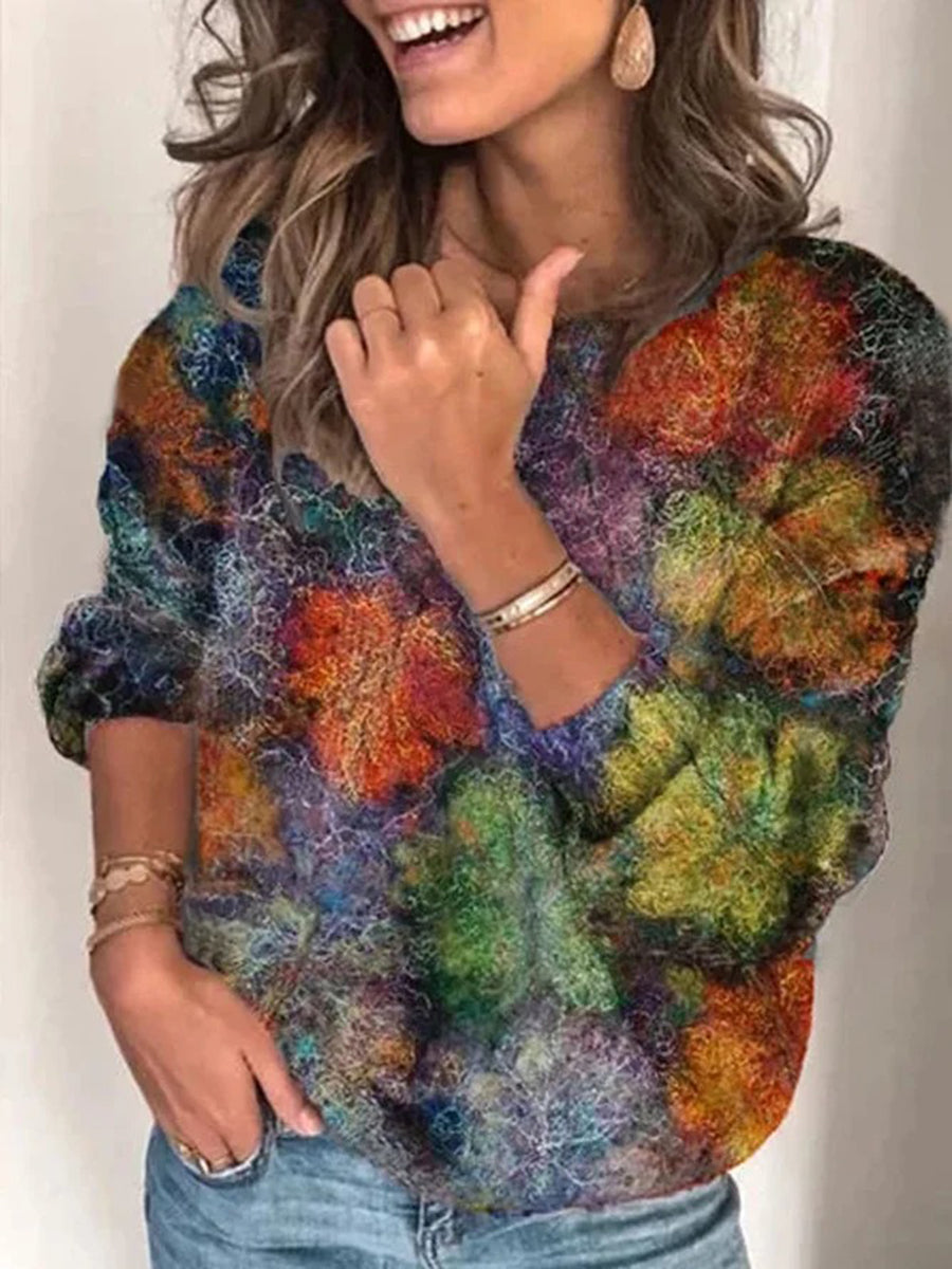 Casual Long Sleeve Patchwork Printed Shirts & Tops