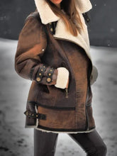 Load image into Gallery viewer, Women Winter Warm Fluffy Coat Faux Leather Jacket
