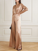 Load image into Gallery viewer, Fashion Elegant Silk Long Sleeve V-Neck Loose Two-Piece Suit
