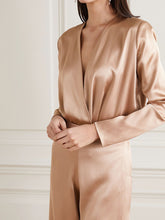 Load image into Gallery viewer, Fashion Elegant Silk Long Sleeve V-Neck Loose Two-Piece Suit

