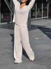Load image into Gallery viewer, Elegant Temperament V-Neck Solid Color Women&#39;S Knitted Suit
