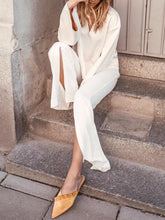 Load image into Gallery viewer, Pure Color Loose Long Sleeve V-Neck Casual Two-Piece Suit
