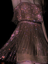 Load image into Gallery viewer, Fashion Sexy Suspender Flash Tassel Mini Dress
