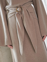 Load image into Gallery viewer, Fashion Solid Color Long-sleeved Slit Casual Knitted Sweater Dress
