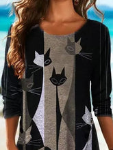 Load image into Gallery viewer, Round Neck Long Sleeve Casual T-shirts
