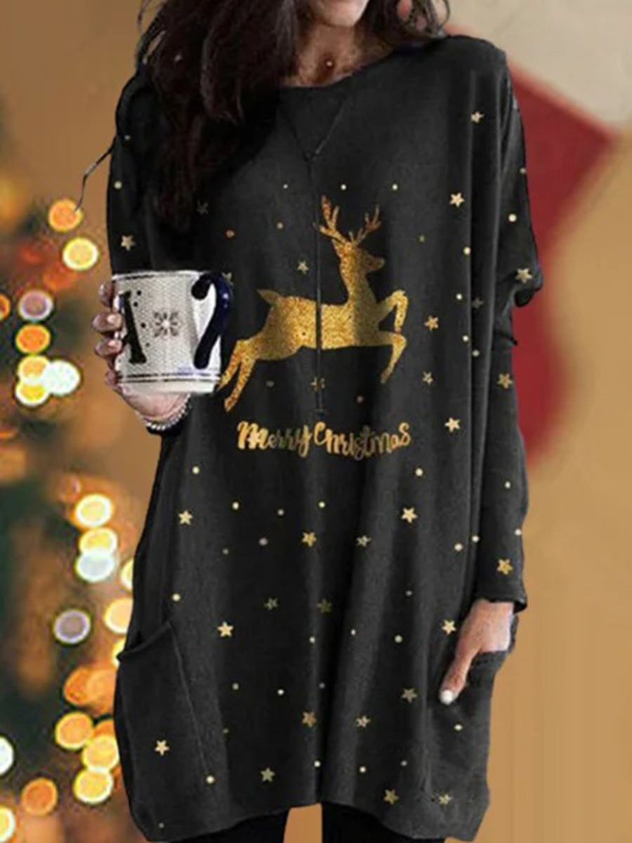 Casual Star Elk Long Shirt for Women