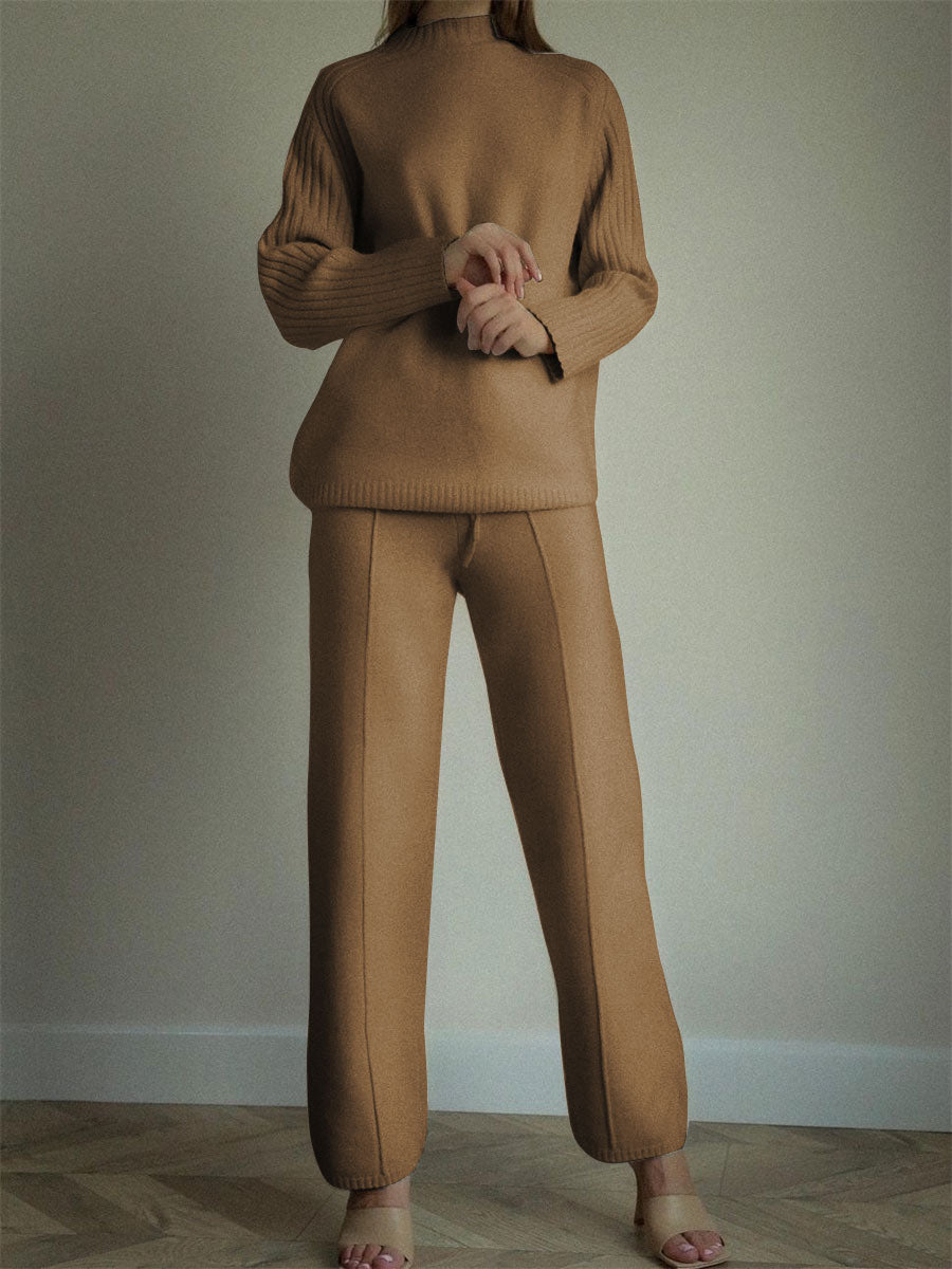Elegant Solid Color Women'S Knitted Suit