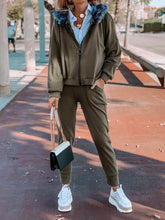 Load image into Gallery viewer, Hooded Zipper Coat Knitting Two-Piece Suit

