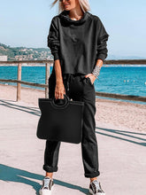 Load image into Gallery viewer, Lace Panel Hooded Top Two-Piece Suit
