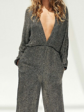 Load image into Gallery viewer, Sexy Deep V-neck Fashion High Waist Loose Jumpsuit
