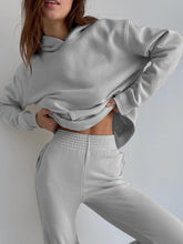Load image into Gallery viewer, Fashion Solid Color Hooded Sweater Casual Suit
