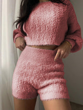 Load image into Gallery viewer, Cozy Plush Crop Top Two-Piece Suit
