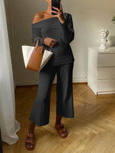 Load image into Gallery viewer, Fashion Off-shoulder Knitted Sweater Casual Two-piece Suit
