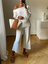 Load image into Gallery viewer, Fashion Off-shoulder Knitted Sweater Casual Two-piece Suit
