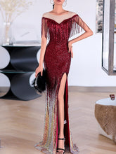 Load image into Gallery viewer, Fashion Elegant Sequined Tassel Evening Dress
