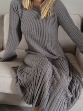 Load image into Gallery viewer, Solid Color Round Neck Pit Strip Knitted Sweater Dress
