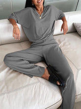 Load image into Gallery viewer, Solid Color V-neck Shirt Collar Loose Casual Two-piece Suit
