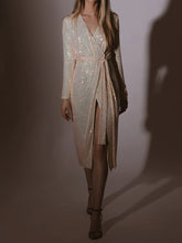 Load image into Gallery viewer, Elegant V-Neck Lace-Up Evening Dress
